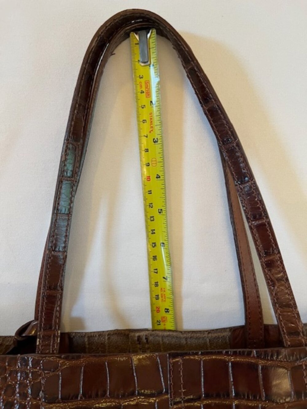 &OTHER STORIES | Croc Embossed Brown Leather Lg Tote Shoulder Shopping Bag-EUC - Picture 8 of 12